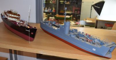 Two Model Boats, Kit built models of the 'LSM 7 Naval Destroyer' Dertailed equiptment and