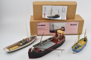 OO scale models Hand made in England. Langley 'Clyde Puffer' together with two other similar fishing