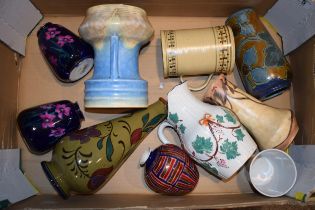 A collection of ceramics to include Imperial Rouge, George Jones & Sons vases, studio pottery items,