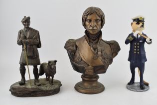 A Country Artists Horatio figure, a bronzed resin bust of Nelson and a similar of a shepherd and