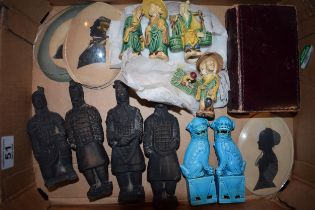 A collection of early to mid 20th century Oriental figures to include Terracotta warriors, studio