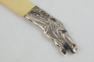 Russian silver page turner depicting horse's head, St. Petersburg hallmark, with composite handle,