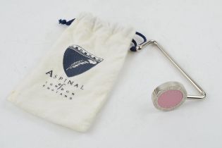 Aspinal of London handbag hook. Chrome plated with pink leather insert Aspinal of London name to