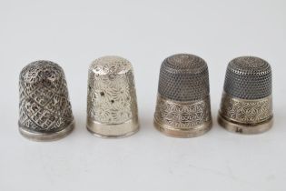 A collection of hallmarked silver thimbles (4), combined 16.0 grams.