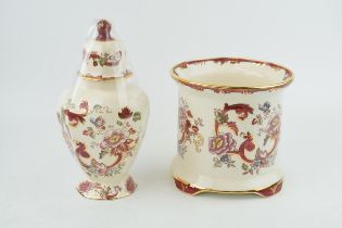 Masons Red Mandalay large pottery to include a jardiniere and a lidded urn (2). In good condition