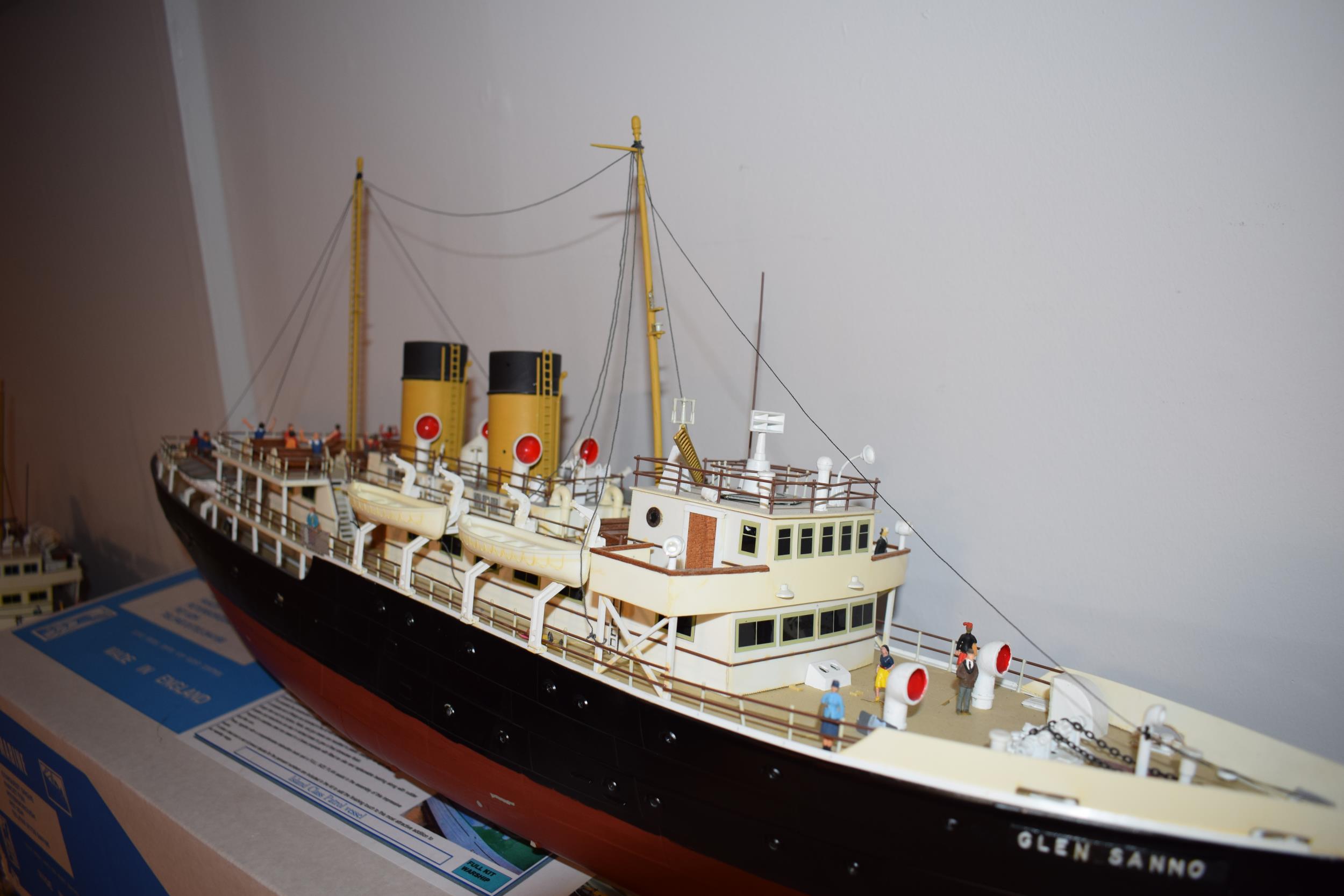 Model Boat, Kit built model of the 'Glen Sanno', dual funnel passenger ferry. Detailed rigging and - Image 4 of 8