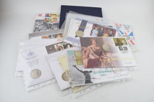 A collection of 22 First Day Covers with £5 coins attached, to include 1917 Wedding, London 2012,
