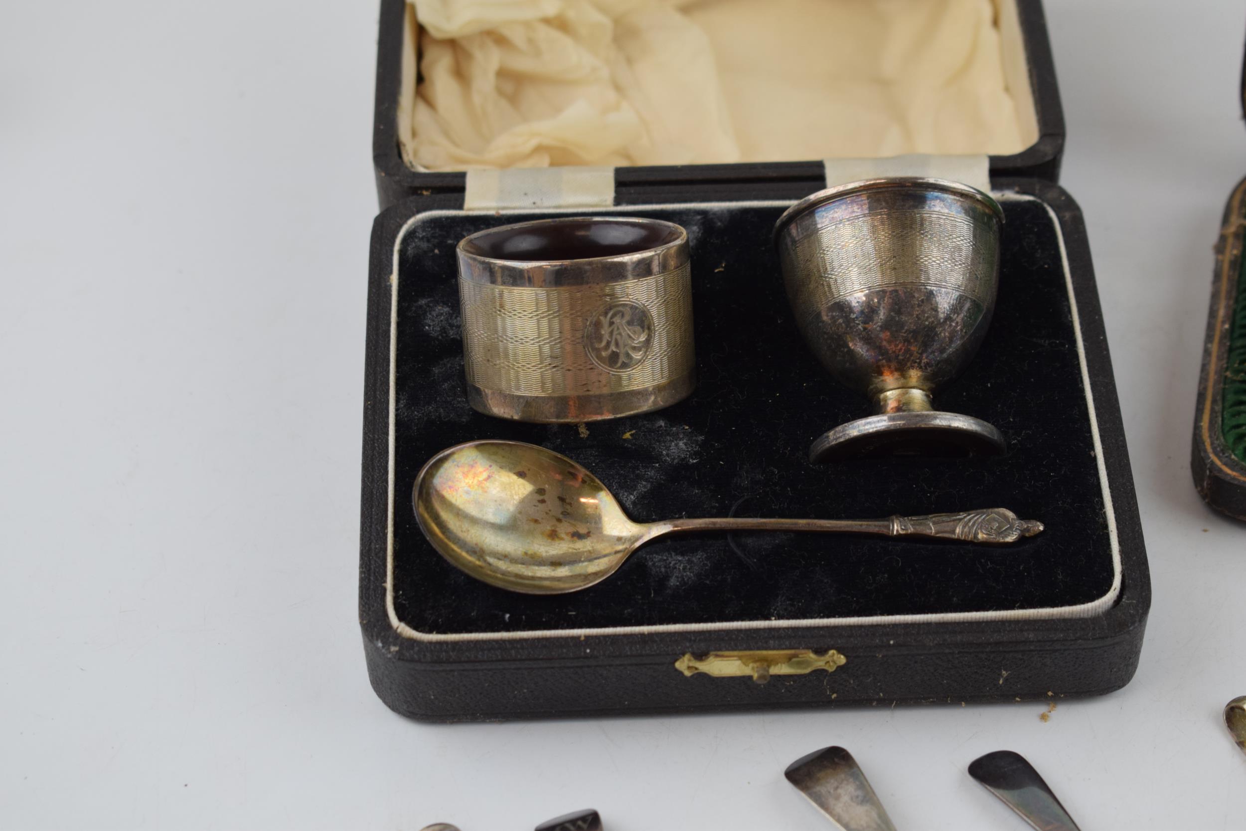 A collection of antique hallmarked silver items to include spoons, christening cup and similar - Image 2 of 4