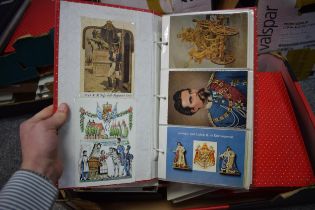 45 x albums of military thematic postcards & photographs, a box off 100 or so old postcards, an