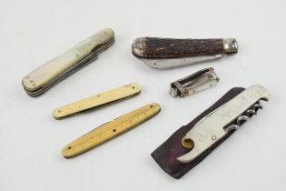 A collection of vintage and antique penknives by Sheffield makers to include bone-handled knife (8.