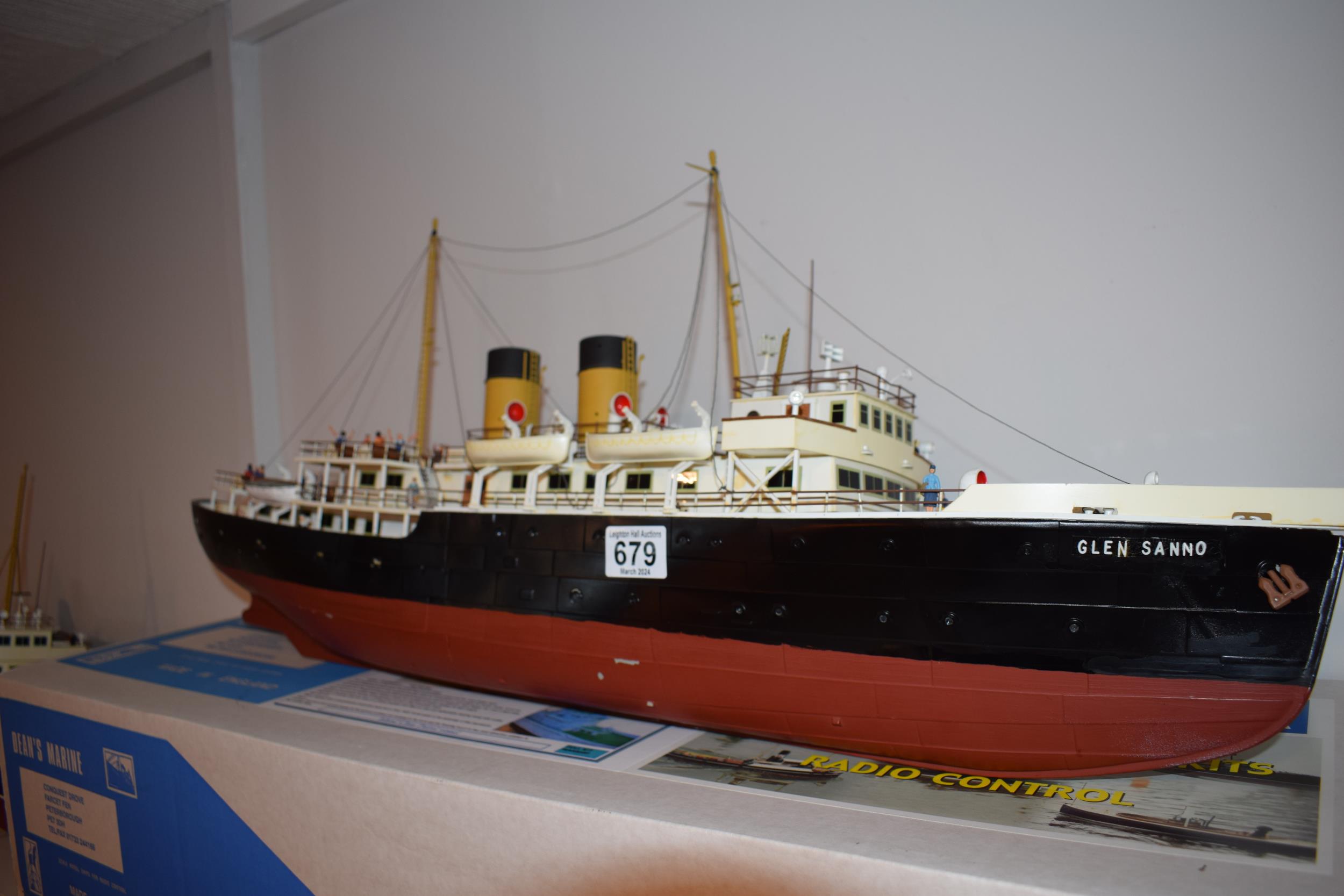 Model Boat, Kit built model of the 'Glen Sanno', dual funnel passenger ferry. Detailed rigging and - Image 5 of 8