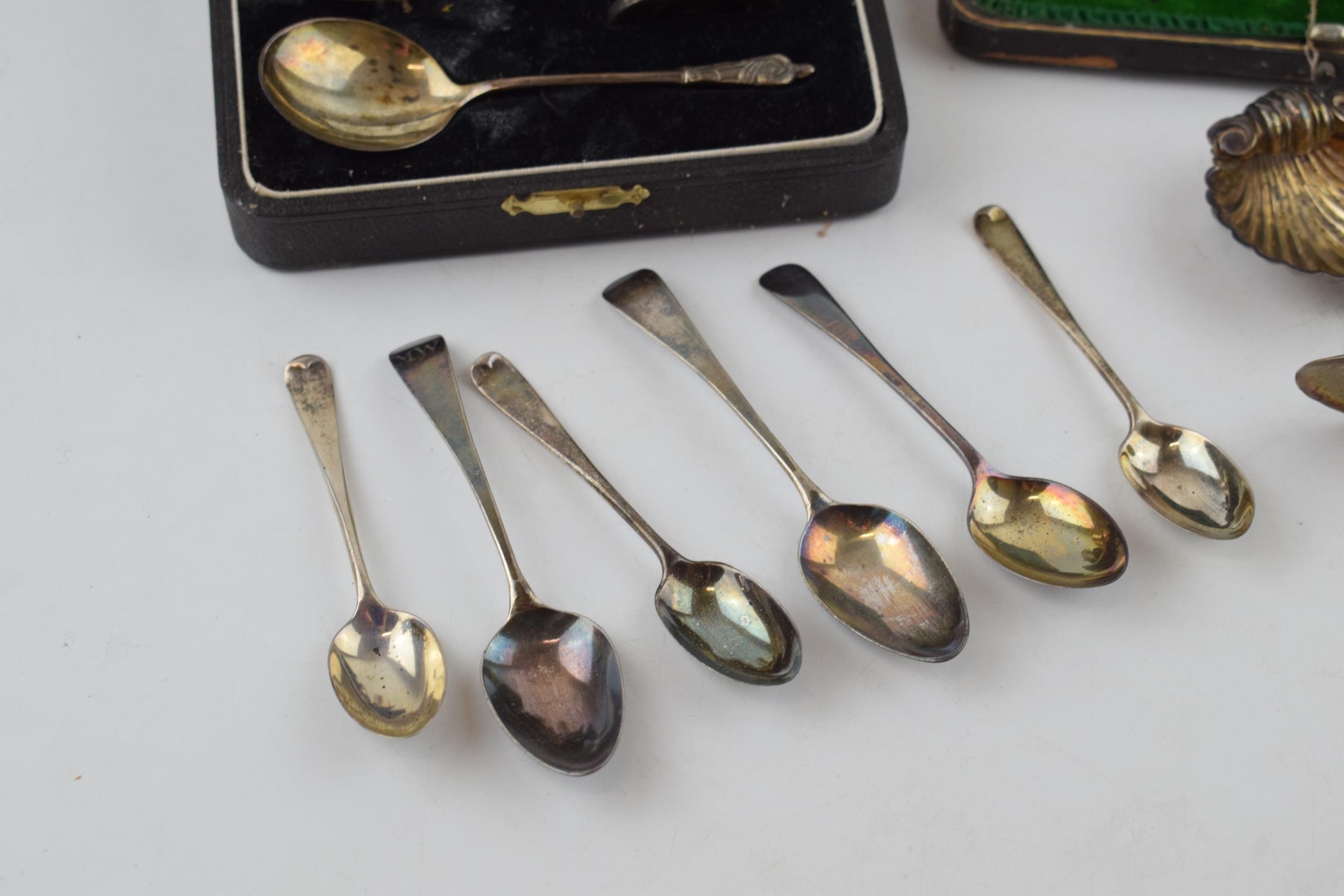 A collection of antique hallmarked silver items to include spoons, christening cup and similar - Image 3 of 4