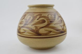 Bullers studio pottery, pot in cream and brown glaze by Agneta Hoy. Feint signature to base.