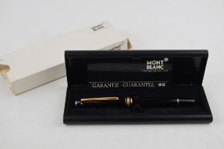 Montblanc Meisterstuck Fountain Pen in black with one broad and two narrow gold bands, 14ct gold