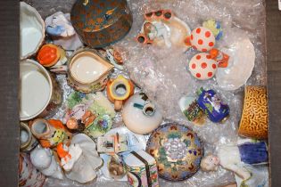 A collection of pottery items and collectables to include studio pottery figures, toadstools,