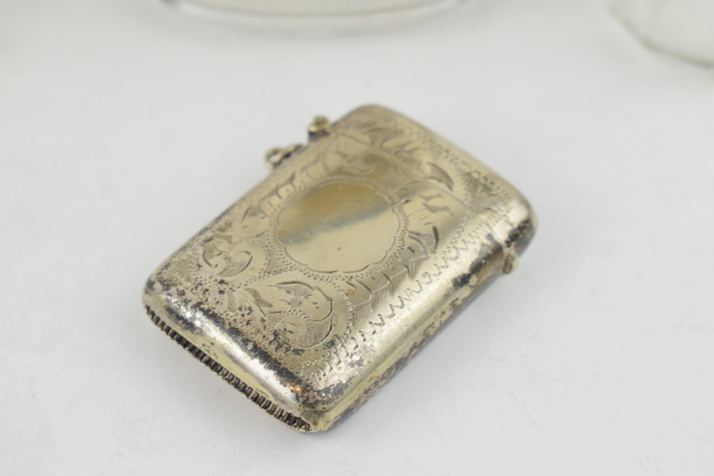 A collection of silver-topped Victorian bottles together with a silver plated vesta case. Weight - Image 2 of 2