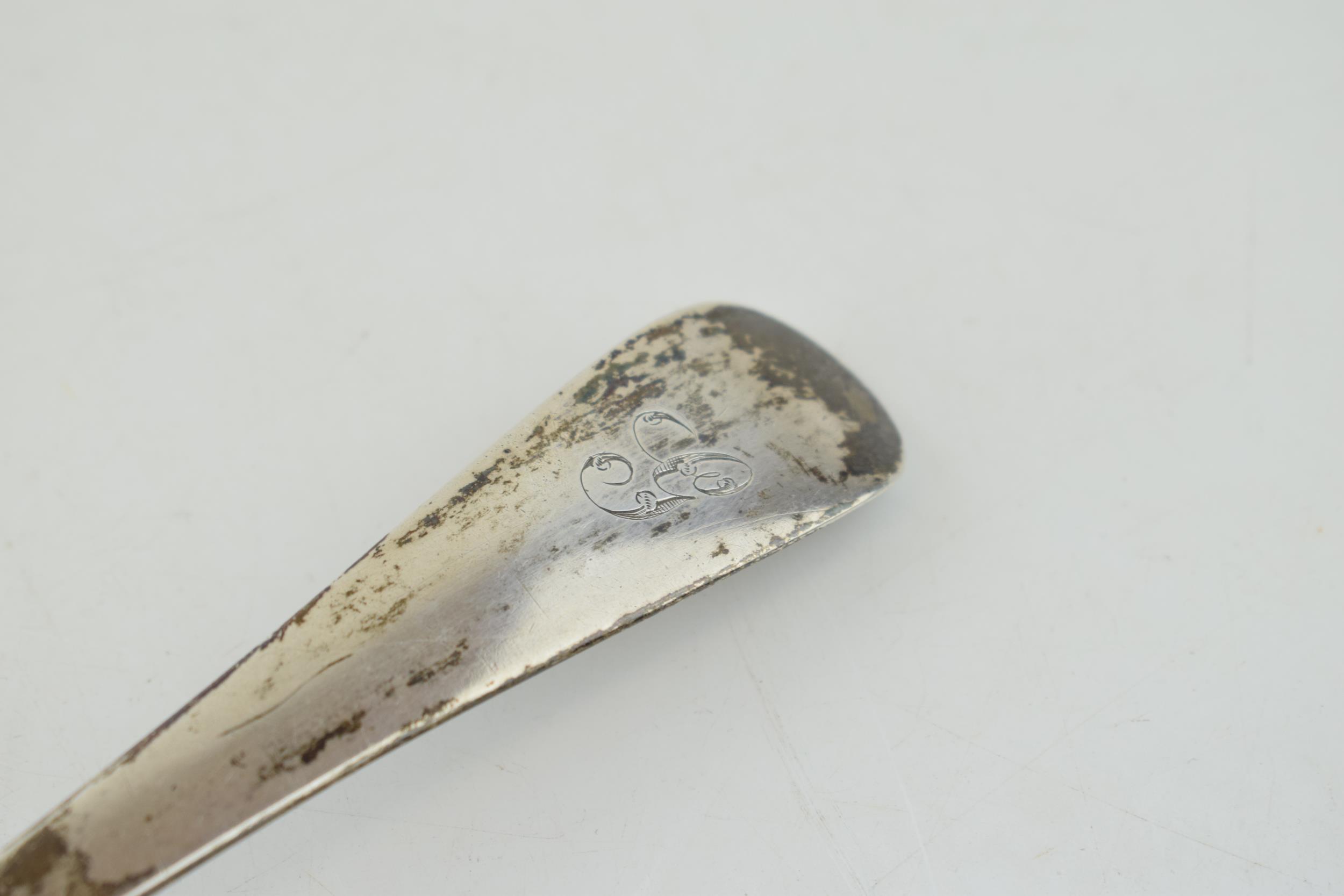 Georgian silver basting spoon, London 1800, Bateman, 83.5 grams, 29.5cm long. - Image 3 of 4
