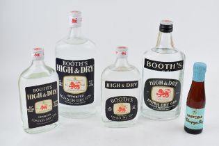 A collection of Booths "High & Dry" Gin to include 1 litre, 75 CL. and two 50 CL. bottles together