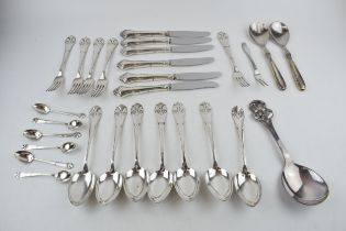 Danish 826 Three Towers silver items to include desert spoons and teaspoons together with a quantity
