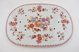 An early 19th century Spode New Stone hand-painted floral design drainer, c. 1825. It has a