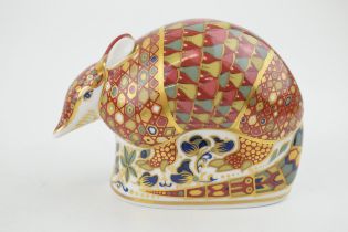 Royal Crown Derby paperweight in the form of an Armadillo, second quality. In good condition with no