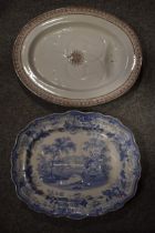 A large early 19th century British blue and white transfer printed Royal Cottage pattern well and