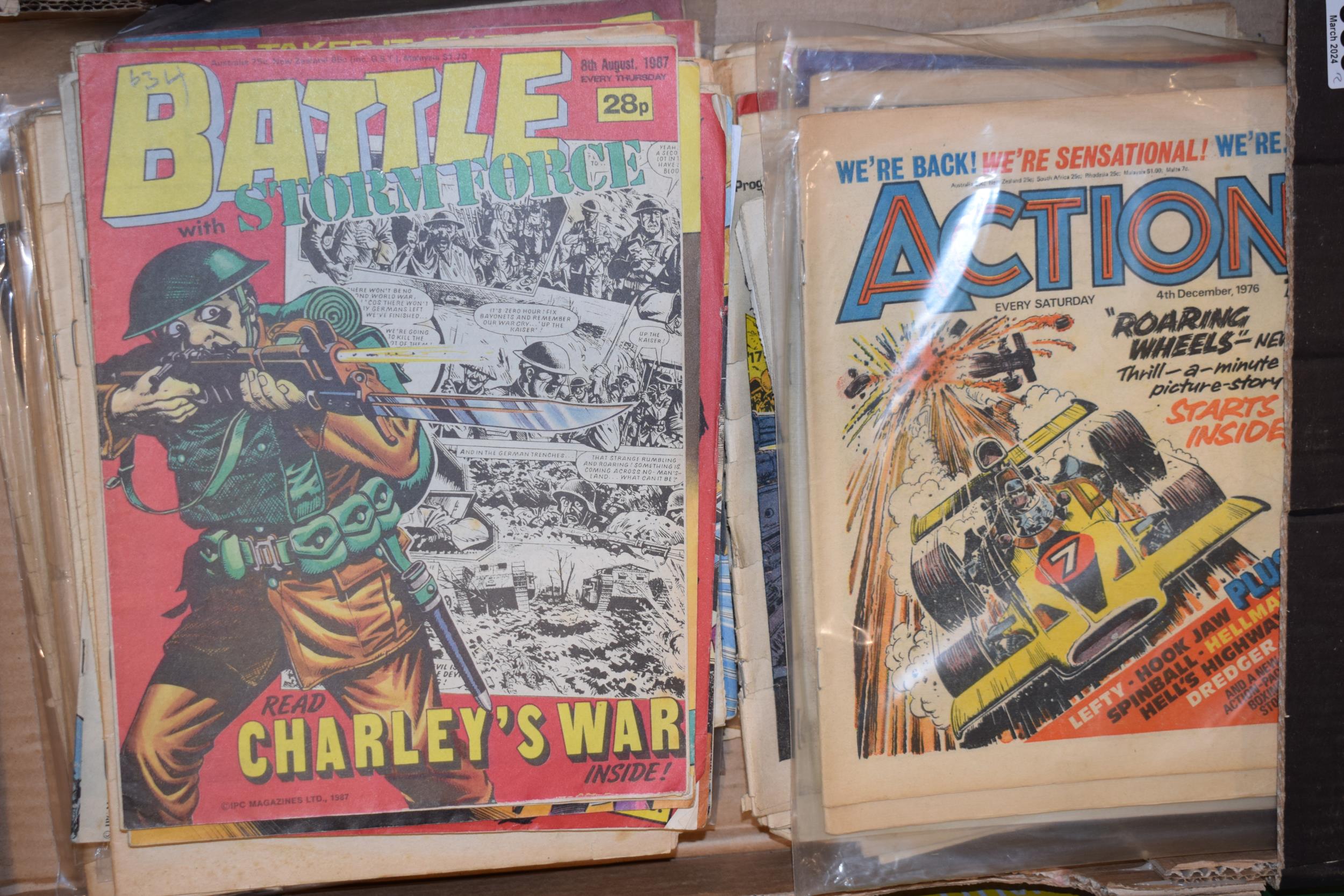 A good quantity of vintage comics c1970s. To include Battle Stormforce, Action, 2000 A.D and other - Image 2 of 3