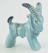 Beswick blue comical goat, 10.5cm long. Displays well, restored horn.