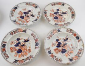 A group of early 19th century Masons Ironstone China brown transfer-printed and hand-painted soup