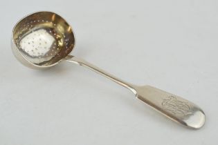 Russian silver sifter spoon, 59.9 grams, 17cm long.