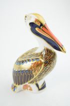 Royal Crown Derby paperweight, Brown Pelican, 13cm high, gold stopper, red printed marks and Royal