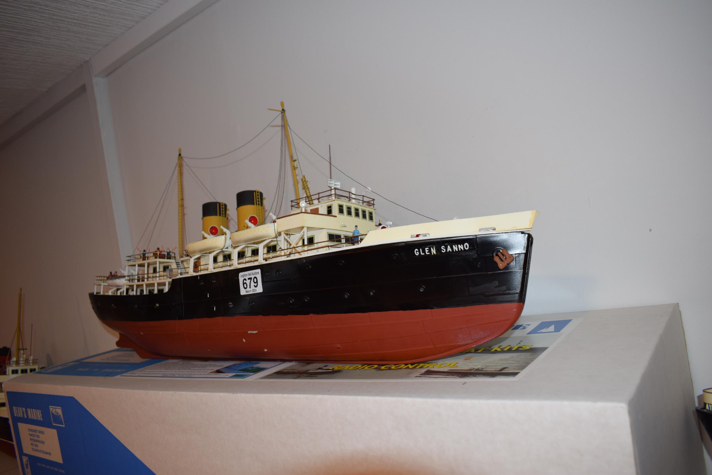 Model Boat, Kit built model of the 'Glen Sanno', dual funnel passenger ferry. Detailed rigging and - Image 6 of 8