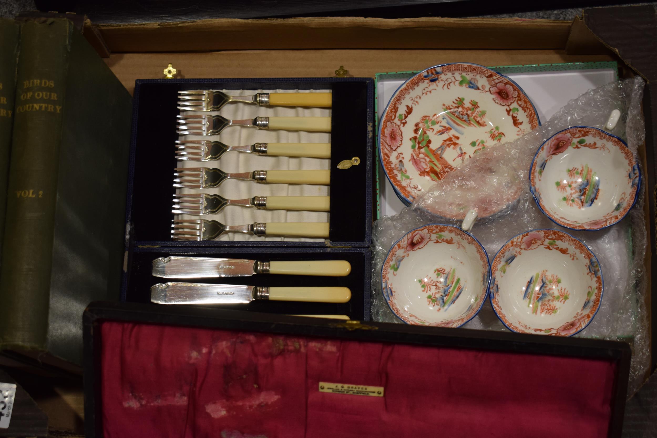 A carving set by J. G. Graves of Sheffield in original velvet lined box. Together with a canteen - Image 4 of 4