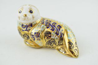 Royal Crown Derby paperweight, Harbour Seal, 15cm, number 666 of a limited edition of 4,500, gold