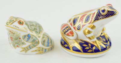 Two Royal Crown Derby paperweights, Marsh Frog and another Frog, decorated in the Imari palate, date