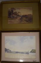 A pair of watercolours to include a Peter Lloyd-Davis example of 'Port Erin Harbour, Bradda Head',