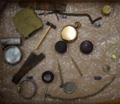 A collection of items relating to watch spares and repairs to include cases, (One silver example