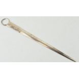 Hallmarked silver meat skewer, 20.5cm long, 30.0 grams, Sheffield 2002.