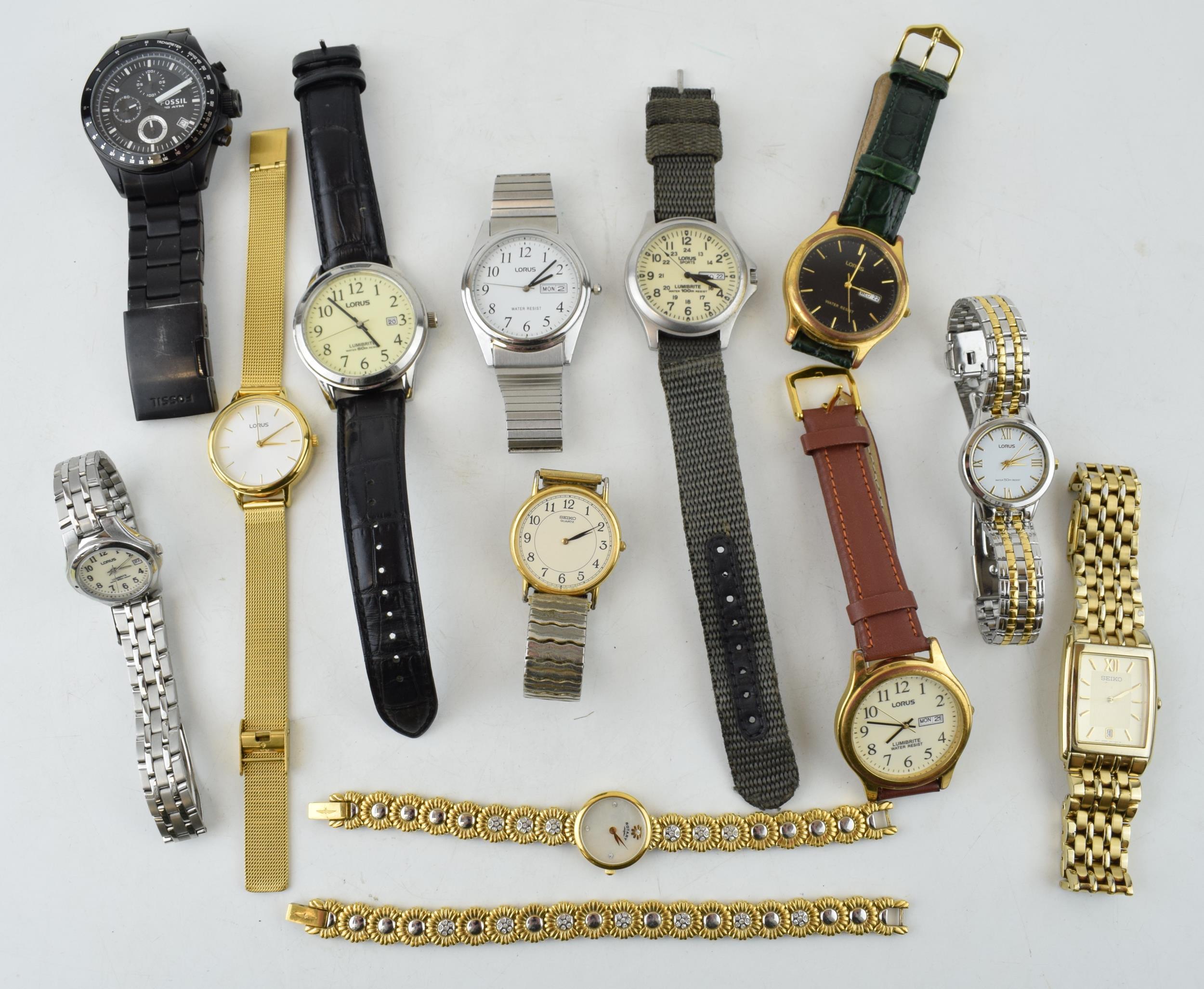 A collection of vintage and contemporary ladies and gentlemen's wristwatches by Seiko Lorus and