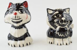 A pair of Lorna Bailey cats, both sitting down, 2. In good condition with no obvious damage or