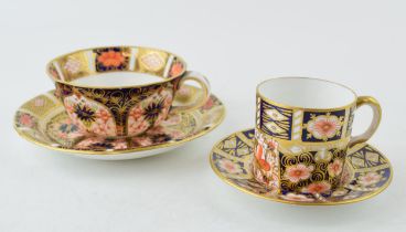 Royal Crown Derby coffee can and saucer (diameter 9.5cm) together with tea cup and saucer (