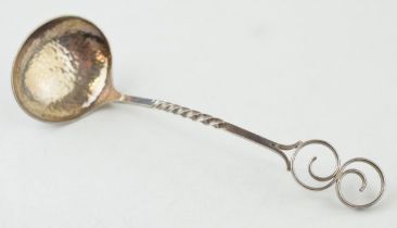 Hobart sterling silver spoon with hammered bowl, twist design to handle and swirling finial, 26.3