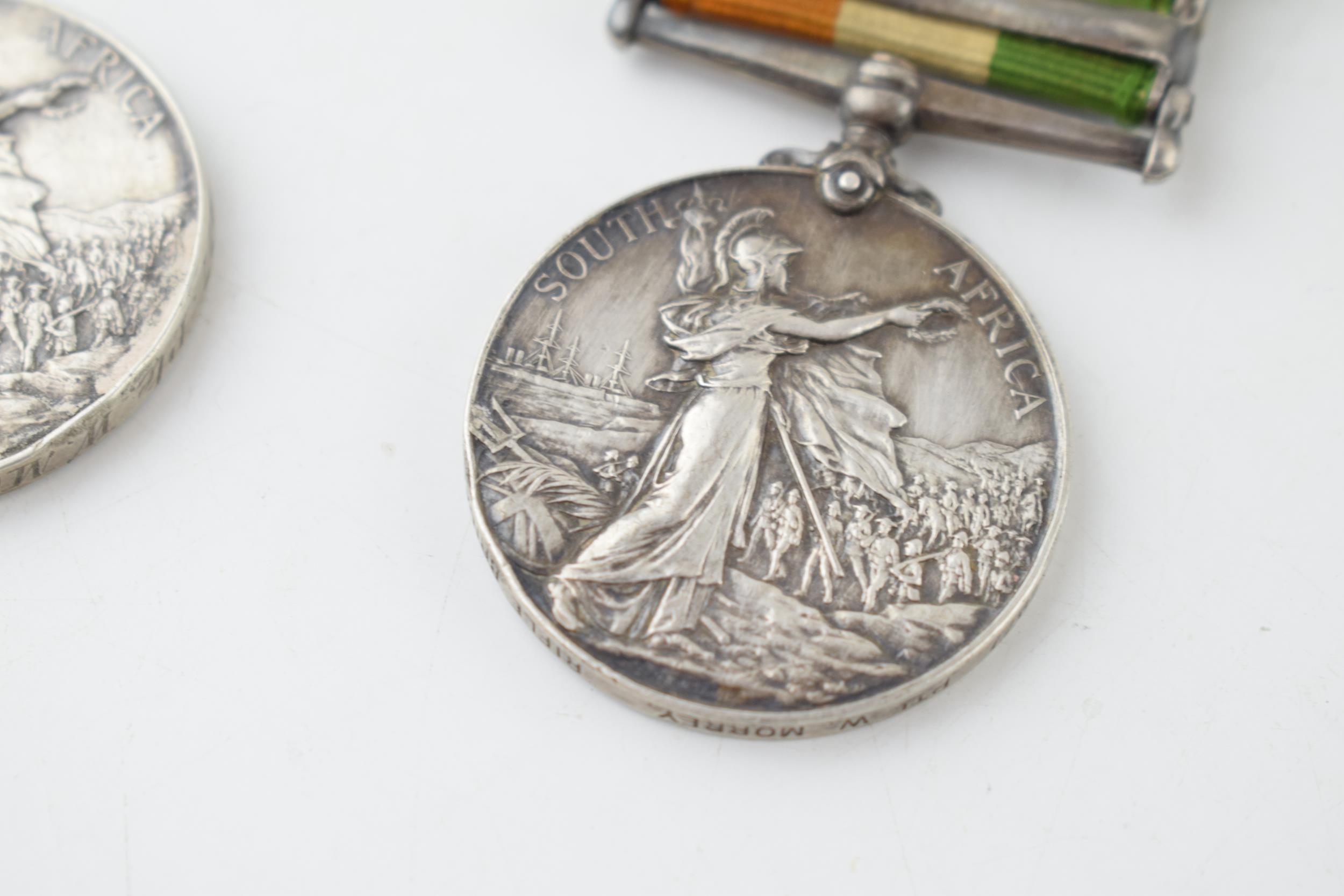 A trio of medals awarded to 7977 Pte W. Morrey Rifle Brigade, South Africa Medal Queen Victoria, - Image 5 of 8