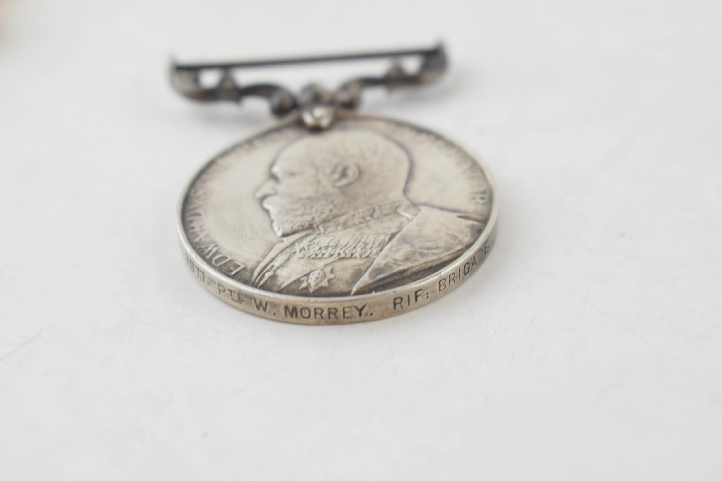 A trio of medals awarded to 7977 Pte W. Morrey Rifle Brigade, South Africa Medal Queen Victoria, - Image 4 of 8