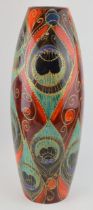 Anita Harris Art Pottery one-off large skittle vase, decorated with in the Golden Peacock design,