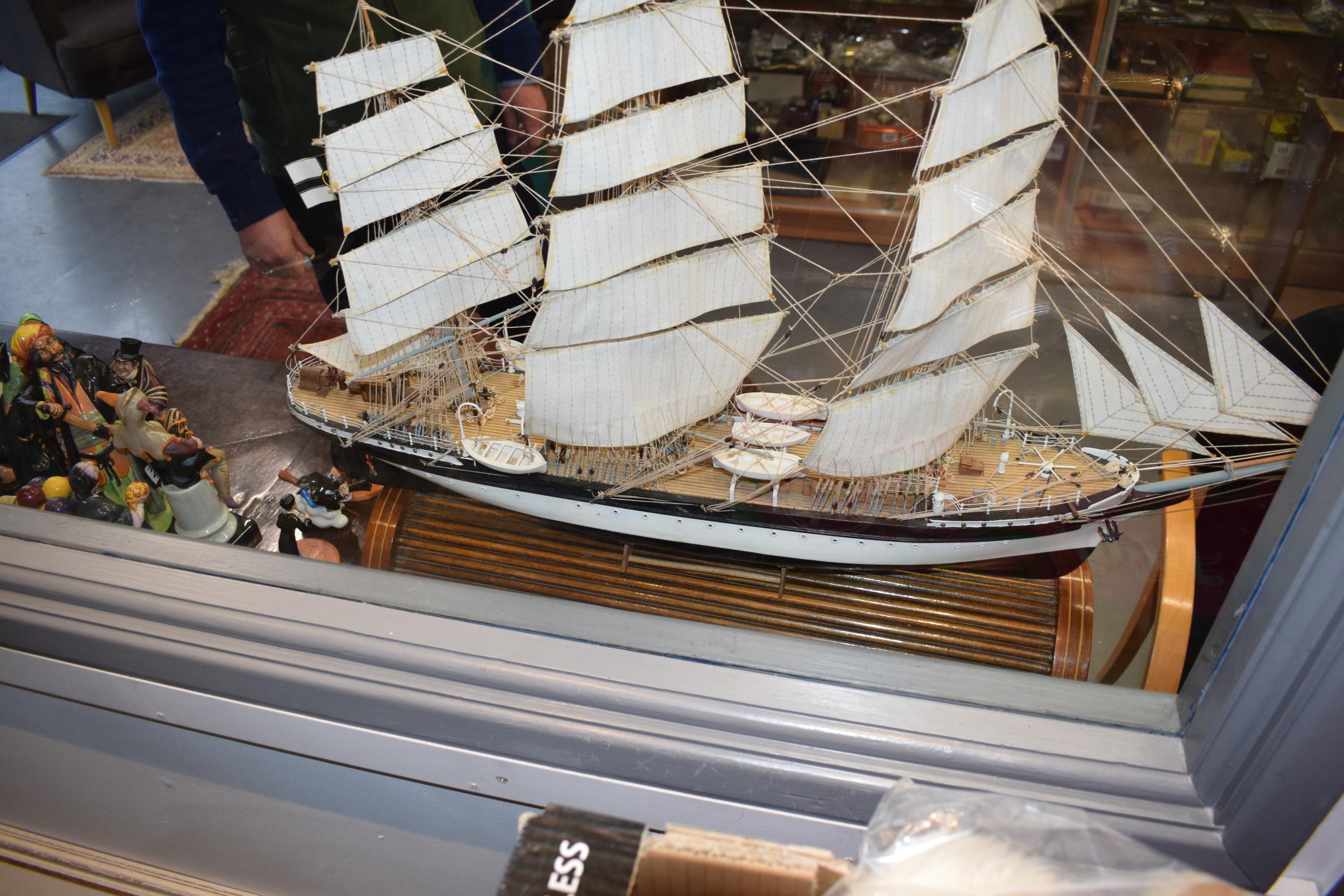 Kit built model of a sailing vessel / galleon, with German flag, mounted onto wooden stand, mostly - Image 9 of 10