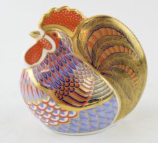 A Royal Crown Derby paperweight cockerel of first quality with gold stopper. Height 10cm. In good