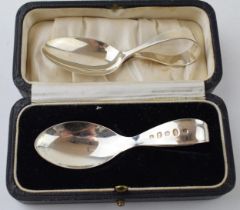 Two Christening spoons, (One boxed) Hallmarked Birmingham and Sheffield. (2) Weight 34.5 grams.