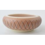 Poole Pottery Freeform shallow bowl in the 'PRB' pattern, 14.5cm wide. In good condition with no