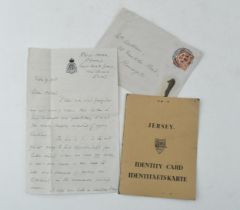 A replica WWII Jersey Identity Card from the Nazi occupation of the Channel Islands together with